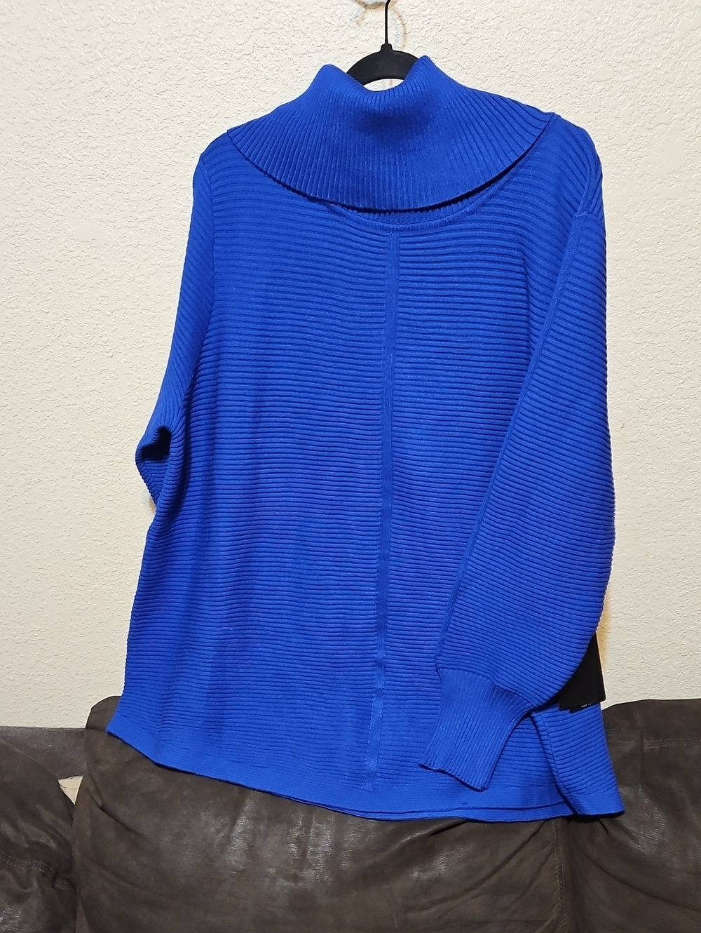 Cyrus Cobalt Ribbed Funnel-Neck Sweater